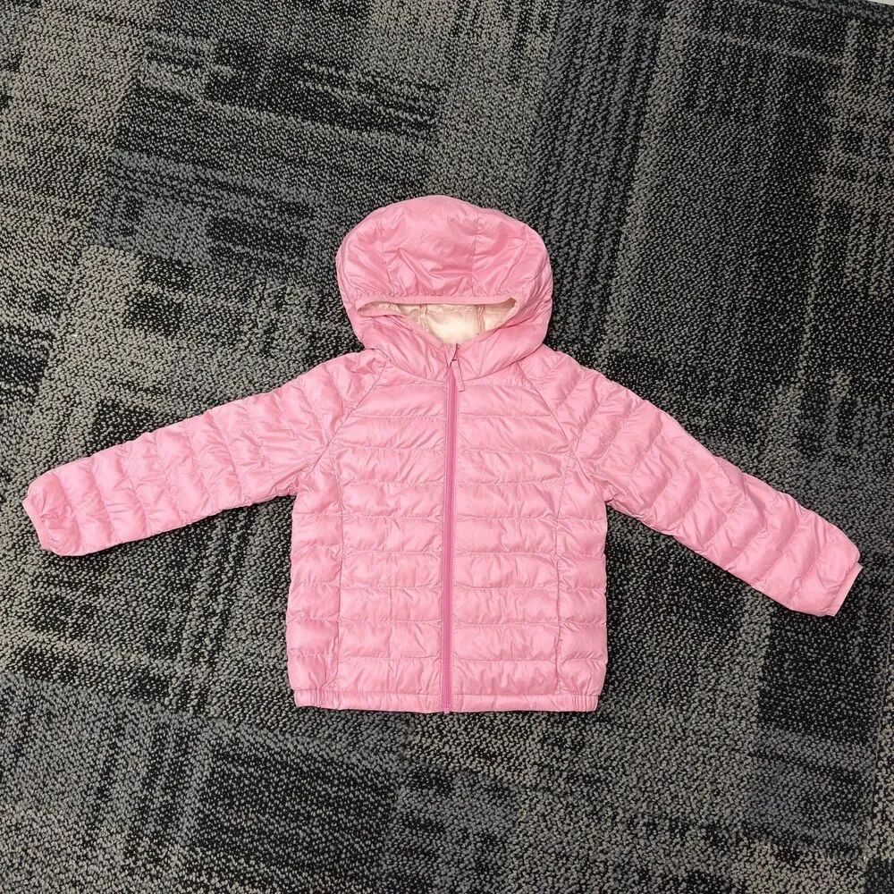 Uniqlo Kids Pink PuffTech Washable Parka Puffer Jacket Sz 3-4